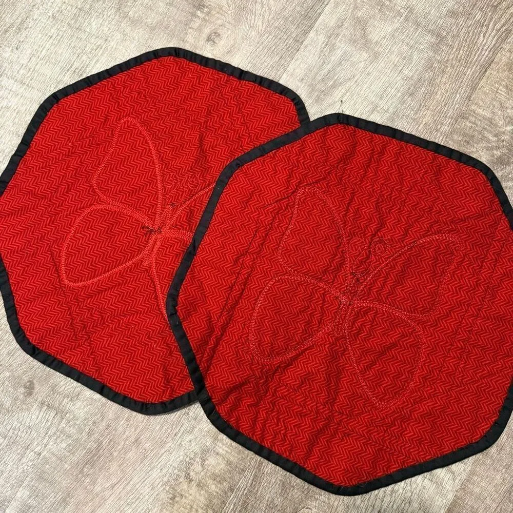 Butterfly Goth Gothic Red Black Quilted Placemats Set 2